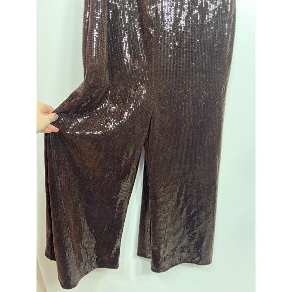 New Anthropologie Line & Dot Sequins Wide Leg Jumpsuit M Elegant Glam Holiday - Picture 8 of 12
